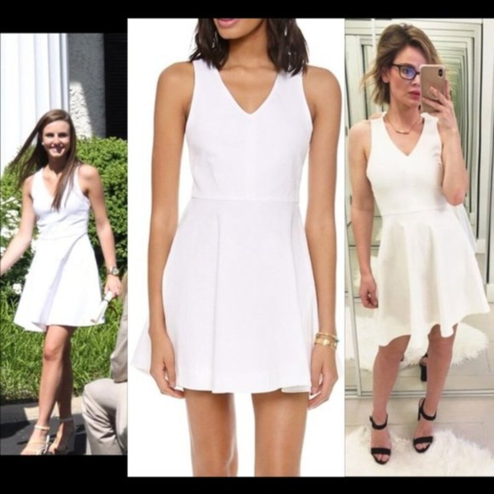 New Joie Norton cotton fit & flare v-neck textured sleeveless skater mini dress